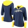 Women's G-III 4Her By Carl Banks Navy Nashville Predators Passing Play Hoodie Long Sleeve T-Shirt