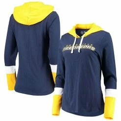 Women's G-III 4Her By Carl Banks Navy Nashville Predators Passing Play Hoodie Long Sleeve T-Shirt