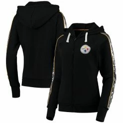 Women's G-III 4Her By Carl Banks Black Pittsburgh Steelers Game Changer Raglan Full-Zip Hoodie