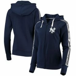 Women's G-III 4Her By Carl Banks Navy New York Yankees Game Changer Raglan Full-Zip Hoodie