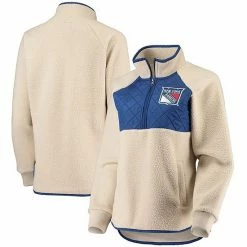 Women's G-III 4Her By Carl Banks Oatmeal/Royal New York Rangers Wishbone Half-Zip Jacket