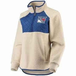 Women's G-III 4Her By Carl Banks Oatmeal/Royal New York Rangers Wishbone Half-Zip Jacket -G-III Sales Store unnamed file 4273