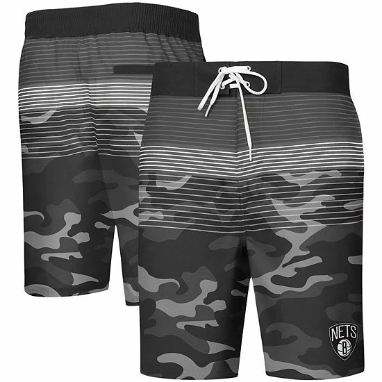 Men's G-III Sports By Carl Banks Black Brooklyn Nets Wave Camo Quick-Dry Swim Trunks 2 Men's G-III Sports By Carl Banks Black Brooklyn Nets Wave Camo Quick-Dry Swim Trunks - Image 2