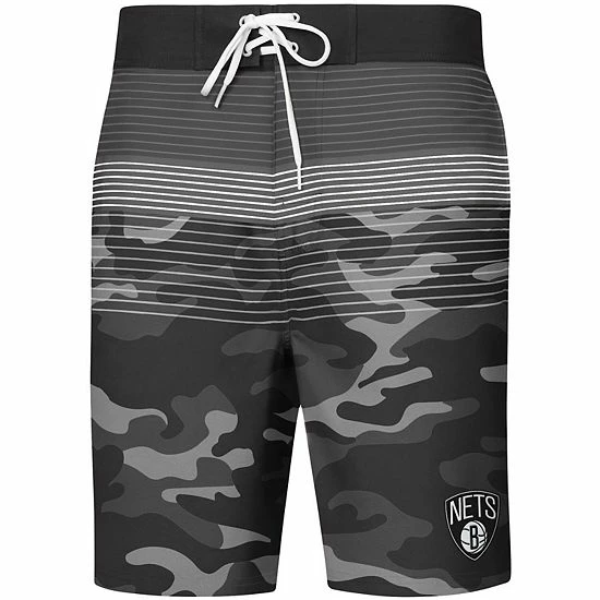 Men's G-III Sports By Carl Banks Black Brooklyn Nets Wave Camo Quick-Dry Swim Trunks 3 Men's G-III Sports By Carl Banks Black Brooklyn Nets Wave Camo Quick-Dry Swim Trunks - Image 3