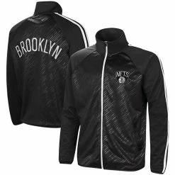 Men's G-III Sports By Carl Banks Black Brooklyn Nets Streamline Tricot Raglan Full-Zip Track Jacket