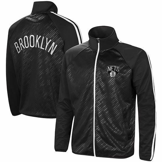 Men's G-III Sports By Carl Banks Black Brooklyn Nets Streamline Tricot Raglan Full-Zip Track Jacket 2 Men's G-III Sports By Carl Banks Black Brooklyn Nets Streamline Tricot Raglan Full-Zip Track Jacket - Image 2