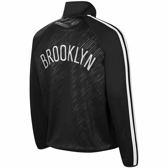 Men's G-III Sports By Carl Banks Black Brooklyn Nets Streamline Tricot Raglan Full-Zip Track Jacket 3 Men's G-III Sports By Carl Banks Black Brooklyn Nets Streamline Tricot Raglan Full-Zip Track Jacket - Image 3
