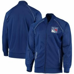 Men's G-III Sports By Carl Banks Blue New York Rangers Playmaker Full-Zip Raglan Track Jacket