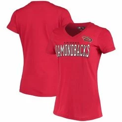 Women's G-III 4Her By Carl Banks Red Arizona Diamondbacks Team Logo Game On V-Neck T-Shirt
