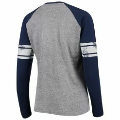 Women's G-III 4Her By Carl Banks Gray/Navy Milwaukee Brewers Franchise Tri-Blend Raglan Long Sleeve T-Shirt -G-III Sales Store unnamed file 4327
