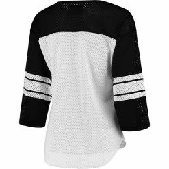 Women's G-III 4Her By Carl Banks White/Black Carolina Panthers First Team Three-Quarter Sleeve Mesh T-Shirt -G-III Sales Store unnamed file 4332