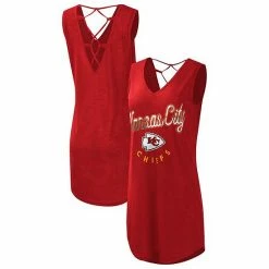 Women's G-III 4Her By Carl Banks Red Kansas City Chiefs Game Time Swim V-Neck Cover-Up Dress
