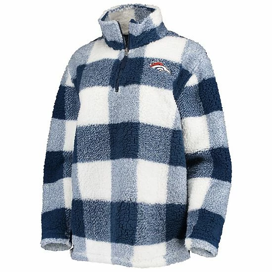 Women's G-III 4Her by Carl Banks Navy Denver Broncos Sherpa Plaid Quarter-Zip Jacket Women's G-III 4Her By Carl Banks Navy Denver Broncos Sherpa Plaid Quarter-Zip Jacket -G-III Sales Store unnamed file 4370