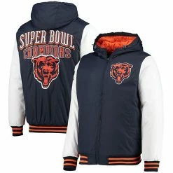 Men's G-III Sports By Carl Banks Navy Chicago Bears Spike Commemorative Varsity Full-Zip Jacket