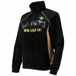 Women's G-III 4Her By Carl Banks Black/Gold New Orleans Saints Backfield Raglan Full-Zip Track Jacket -G-III Sales Store unnamed file 4384