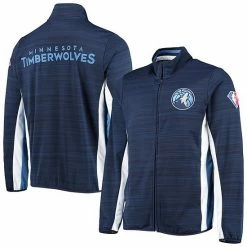 Men's G-III Sports By Carl Banks Navy Minnesota Timberwolves 75th Anniversary Power Forward Space-Dye Full-Zip Track Jacket