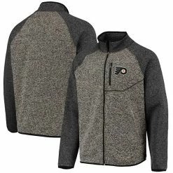 Men's G-III Sports By Carl Banks Charcoal/Black Philadelphia Flyers Switchback Transitional Raglan Full-Zip Jacket
