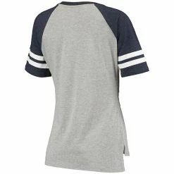 Women's G-III 4Her By Carl Banks Heathered Gray/Navy Milwaukee Brewers Goal Line Raglan V-Neck T-Shirt -G-III Sales Store unnamed file 4504