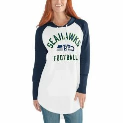 Women's G-III 4Her By Carl Banks White/College Navy Seattle Seahawks All Division Raglan Sleeve Pullover Hoodie -G-III Sales Store unnamed file 4538
