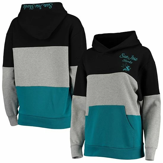 Women's G-III 4Her by Carl Banks Gray/Teal San Jose Sharks Gridiron Pullover Hoodie Women's G-III 4Her By Carl Banks Gray/Teal San Jose Sharks Gridiron Pullover Hoodie -G-III Sales Store unnamed file 4545