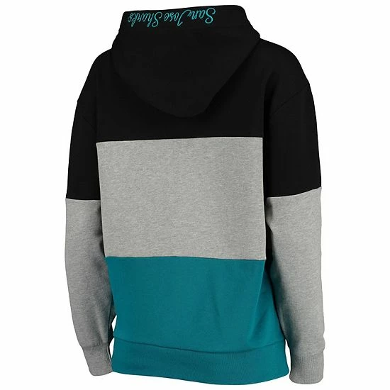 Women's G-III 4Her by Carl Banks Gray/Teal San Jose Sharks Gridiron Pullover Hoodie Women's G-III 4Her By Carl Banks Gray/Teal San Jose Sharks Gridiron Pullover Hoodie -G-III Sales Store unnamed file 4547