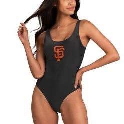 Women's G-III 4Her By Carl Banks Black San Francisco Giants Making Waves One-Piece Swimsuit