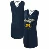 Women's G-III 4Her By Carl Banks Navy Michigan Wolverines Game Time Burnout Cover-Up V-Neck Dress