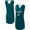 Women's G-III 4Her By Carl Banks Midnight Green Philadelphia Eagles Game Time Swim V-Neck Cover-Up Dress
