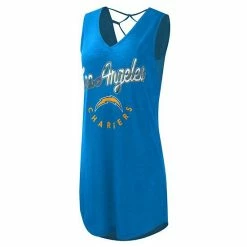 Women's G-III 4Her By Carl Banks Powder Blue Los Angeles Chargers Game Time Swim V-Neck Cover-Up Dress -G-III Sales Store unnamed file 4594