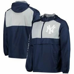 Men's G-III Sports By Carl Banks Navy/Gray New York Yankees Lineman Half-Zip Hoodie Jacket