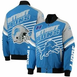 Men's G-III Sports By Carl Banks Blue/Silver Detroit Lions Extreme Strike Cotton Twill Full-Snap Jacket