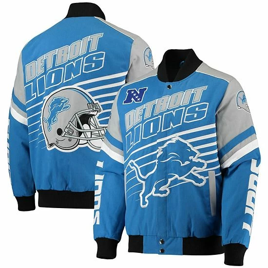 Men's G-III Sports by Carl Banks Blue/Silver Detroit Lions Extreme Strike Cotton Twill Full-Snap Jacket Men's G-III Sports By Carl Banks Blue/Silver Detroit Lions Extreme Strike Cotton Twill Full-Snap Jacket -G-III Sales Store unnamed file 4625