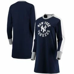 Women's G-III 4Her By Carl Banks Navy New York Yankees Hurry Up Offense Long Sleeve Dress