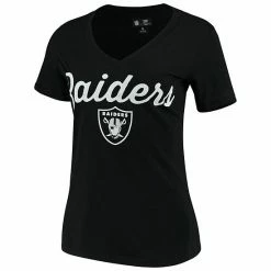 Women's G-III 4Her By Carl Banks Black Las Vegas Raiders Post Season V-Neck T-Shirt