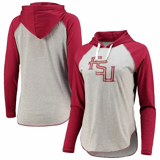 Women's G-III Sports By Carl Banks Heathered Gray/Garnet Florida State Seminoles Circus Catch Raglan Long Sleeve Hoodie T-Shirt 2 Women's G-III Sports By Carl Banks Heathered Gray/Garnet Florida State Seminoles Circus Catch Raglan Long Sleeve Hoodie T-Shirt - Image 2
