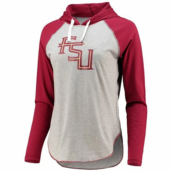 Women's G-III Sports By Carl Banks Heathered Gray/Garnet Florida State Seminoles Circus Catch Raglan Long Sleeve Hoodie T-Shirt 3 Women's G-III Sports By Carl Banks Heathered Gray/Garnet Florida State Seminoles Circus Catch Raglan Long Sleeve Hoodie T-Shirt - Image 3