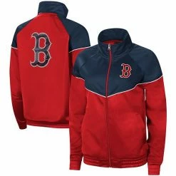 Women's G-III Sports By Carl Banks Red/Navy Boston Red Sox First Base Raglan Full-Zip Track Jacket
