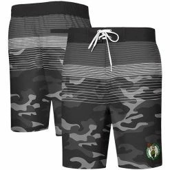 Men's G-III Sports By Carl Banks Black Boston Celtics Wave Camo Quick-Dry Swim Trunks