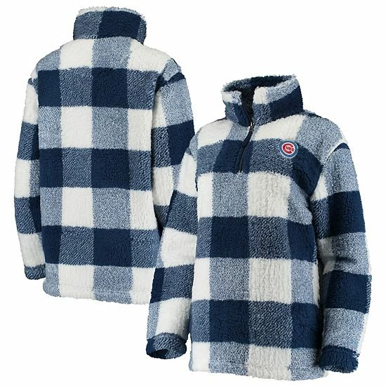 Women's G-III Sports by Carl Banks Navy/White Chicago Cubs Sherpa Plaid Quarter-Zip Jacket Women's G-III Sports By Carl Banks Navy/White Chicago Cubs Sherpa Plaid Quarter-Zip Jacket -G-III Sales Store unnamed file 4755