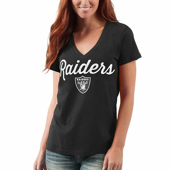 Women's G-III 4Her by Carl Banks Black Las Vegas Raiders Post Season V-Neck T-Shirt Women's G-III 4Her By Carl Banks Black Las Vegas Raiders Post Season V-Neck T-Shirt -G-III Sales Store unnamed file 476