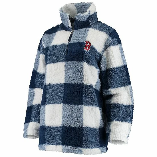 Women's G-III Sports By Carl Banks Navy/White Boston Red Sox Sherpa Plaid Quarter-Zip Jacket 3 Women's G-III Sports By Carl Banks Navy/White Boston Red Sox Sherpa Plaid Quarter-Zip Jacket - Image 3