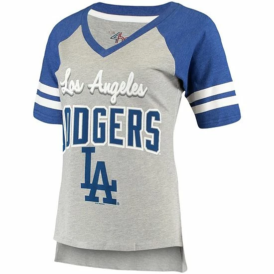 Women's G-III 4Her by Carl Banks Heathered Gray/Royal Los Angeles Dodgers Goal Line Raglan V-Neck T-Shirt Women's G-III 4Her By Carl Banks Heathered Gray/Royal Los Angeles Dodgers Goal Line Raglan V-Neck T-Shirt -G-III Sales Store unnamed file 4789