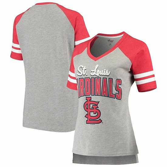 Women's G-III 4Her by Carl Banks Heathered Gray/Red St. Louis Cardinals Goal Line Raglan V-Neck T-Shirt Women's G-III 4Her By Carl Banks Heathered Gray/Red St. Louis Cardinals Goal Line Raglan V-Neck T-Shirt -G-III Sales Store unnamed file 4795