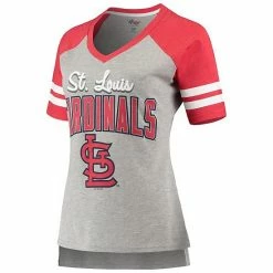 Women's G-III 4Her By Carl Banks Heathered Gray/Red St. Louis Cardinals Goal Line Raglan V-Neck T-Shirt 2 Women's G-III 4Her By Carl Banks Heathered Gray/Red St. Louis Cardinals Goal Line Raglan V-Neck T-Shirt -G-III Sales Store unnamed file 4797