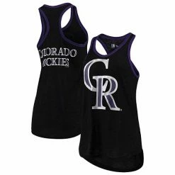 Women's G-III 4Her By Carl Banks Black Colorado Rockies Team Logo Tater Racerback Tank Top