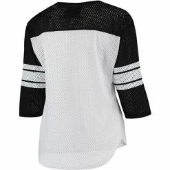 Women's G-III 4Her By Carl Banks White/Black Pittsburgh Steelers First Team Three-Quarter Sleeve Mesh T-Shirt 3 Women's G-III 4Her By Carl Banks White/Black Pittsburgh Steelers First Team Three-Quarter Sleeve Mesh T-Shirt -G-III Sales Store unnamed file 480