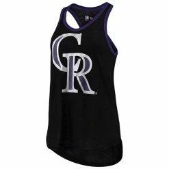 Women's G-III 4Her By Carl Banks Black Colorado Rockies Team Logo Tater Racerback Tank Top -G-III Sales Store unnamed file 4801