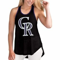 Women's G-III 4Her By Carl Banks Black Colorado Rockies Team Logo Tater Racerback Tank Top -G-III Sales Store unnamed file 4803