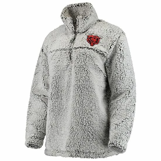 G-III Women's Gray Chicago Bears Sherpa Quarter-Zip Pullover Jacket G-III Women's Gray Chicago Bears Sherpa Quarter-Zip Pullover Jacket -G-III Sales Store unnamed file 4806