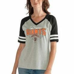 Women's G-III 4Her By Carl Banks Heathered Gray/Black San Francisco Giants Goal Line T-Shirt -G-III Sales Store unnamed file 4813